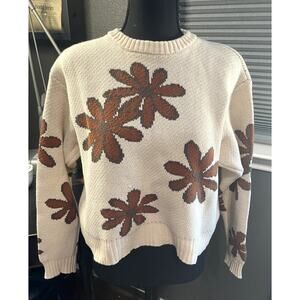 L.A Hearts Cream Colored Retro Flower Sweater Size Sm